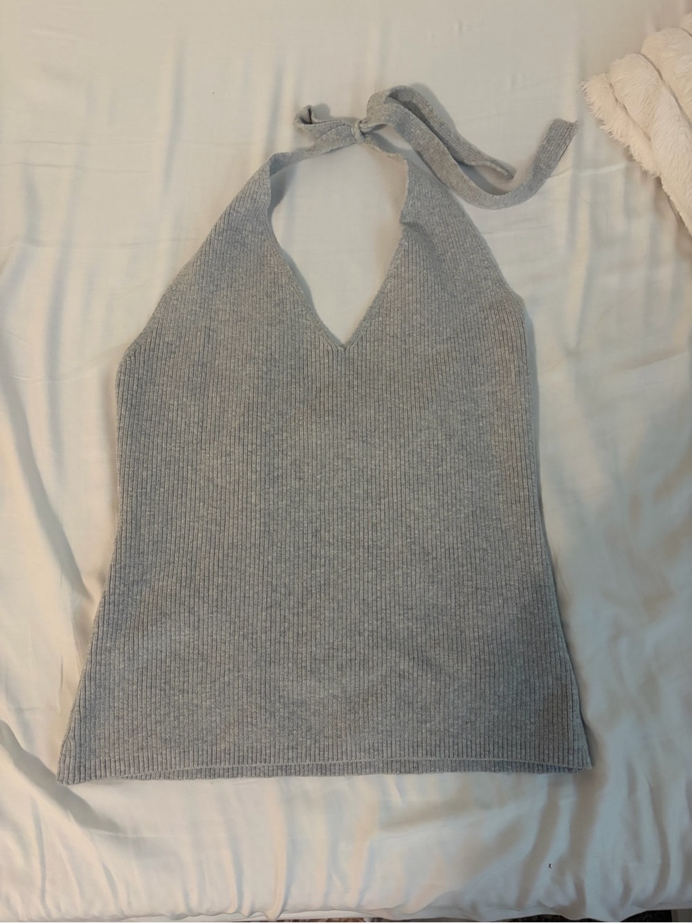 J.Crew Gray Ribbed Knit Halter Top Size Medium